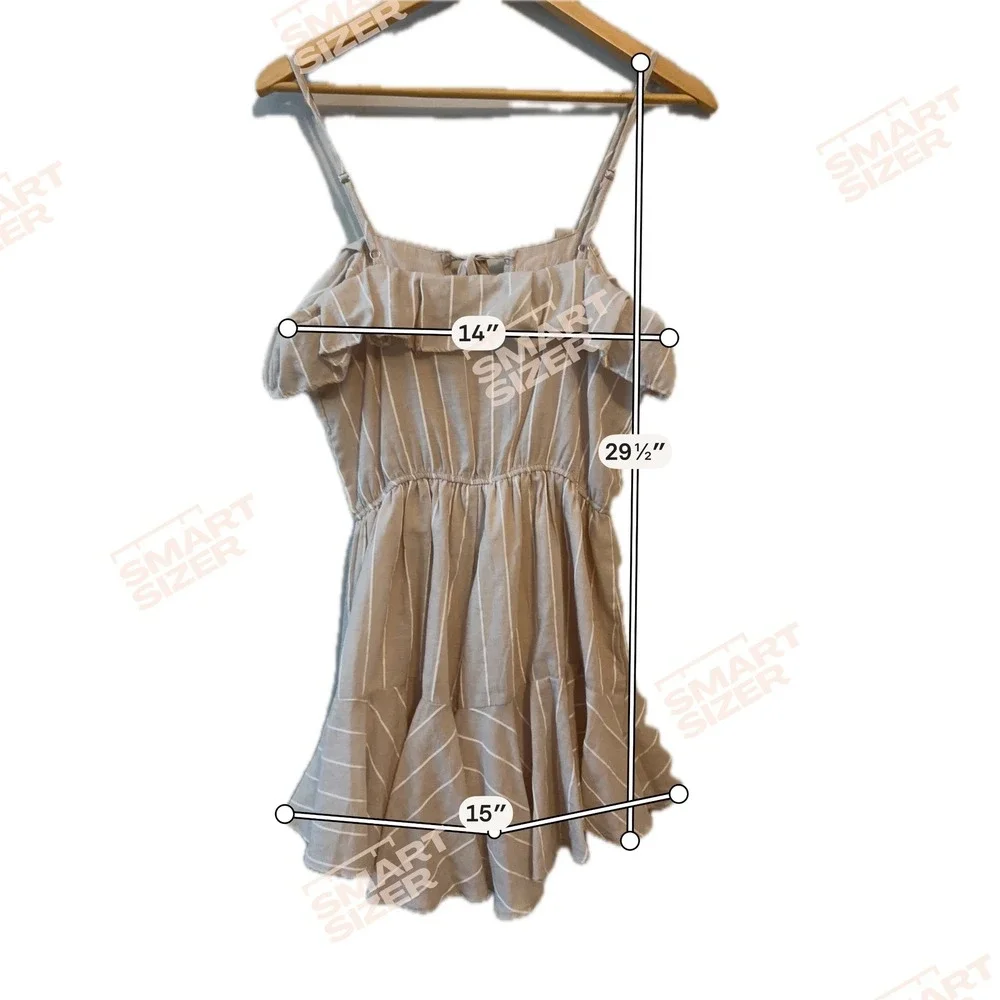 Selfie Leslie Tan White Striped Ruffle Romper Small Cotton Sleeveless Playsuit